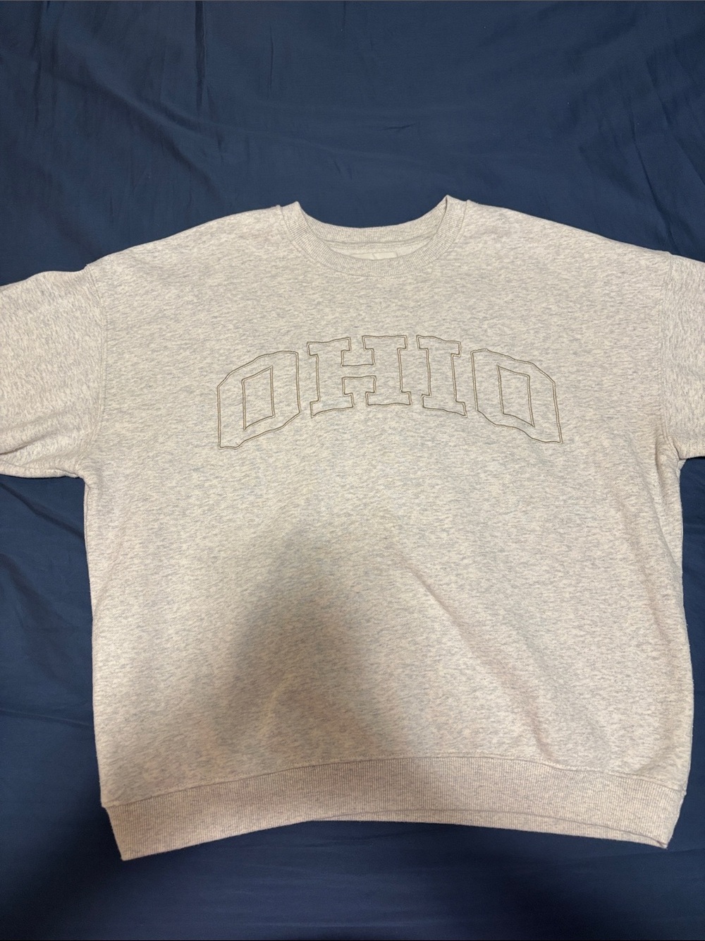 State of Mind Heather Gray Crewneck Sweatshirt with Ohio Outline